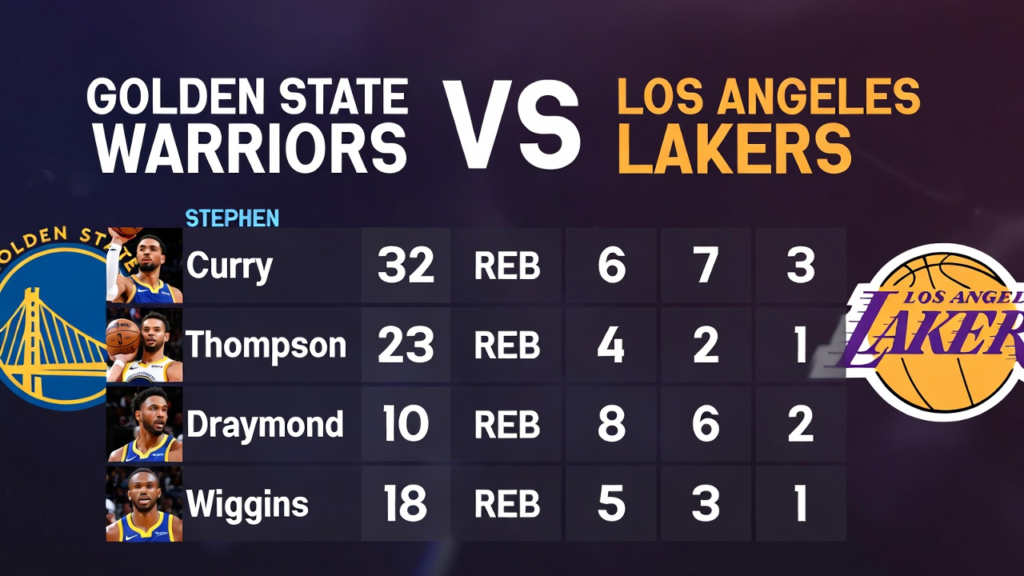 Golden State Warriors vs Lakers Match Player Stats